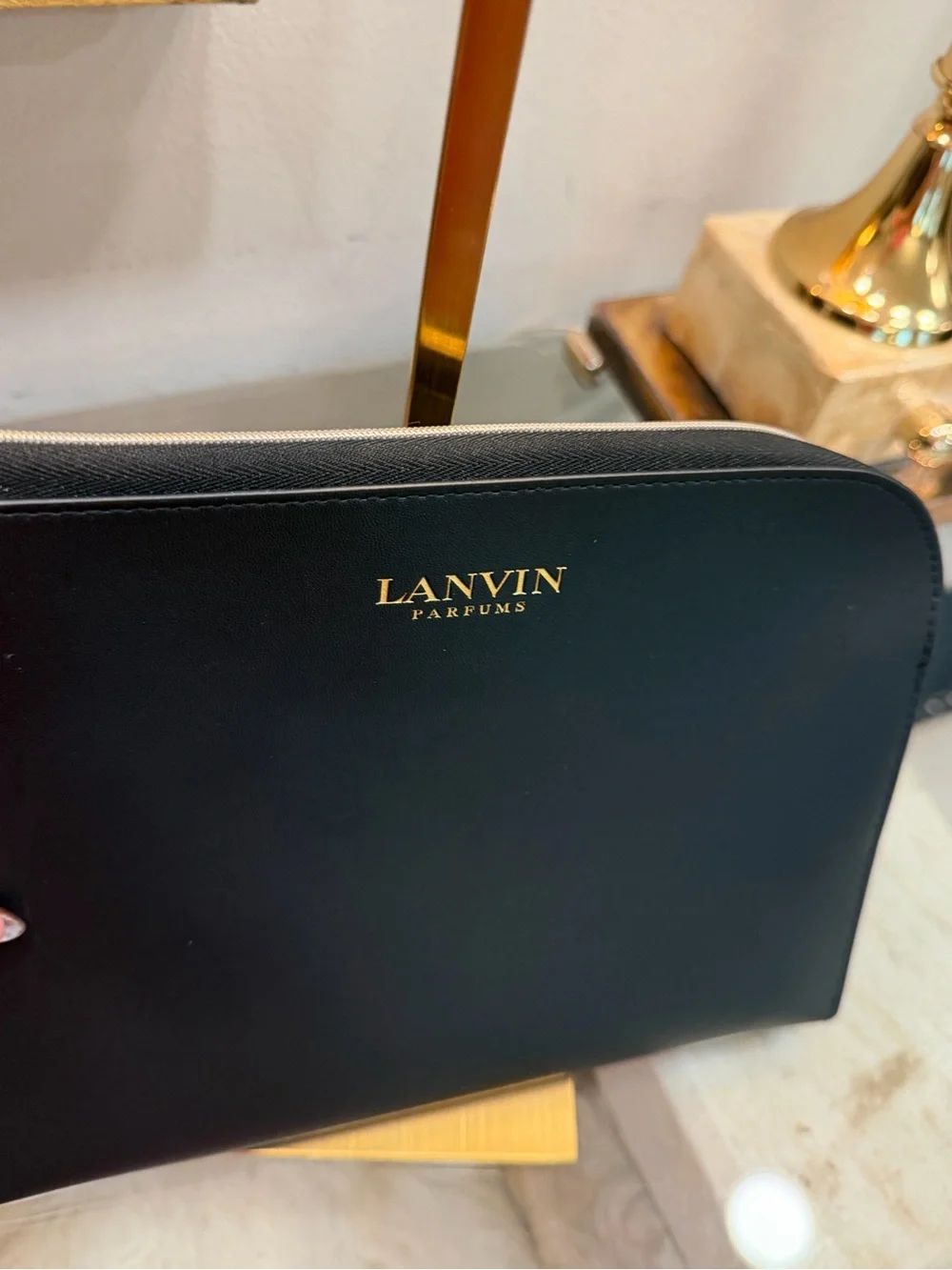 Black faux Leather Zip Pouch Lanvin Makeup